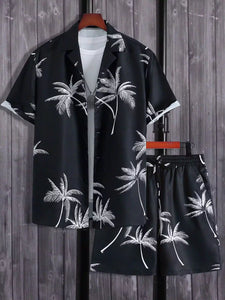 Black Floral Design Mens Half Sleeves Cords Cotton Material - XPCRDH