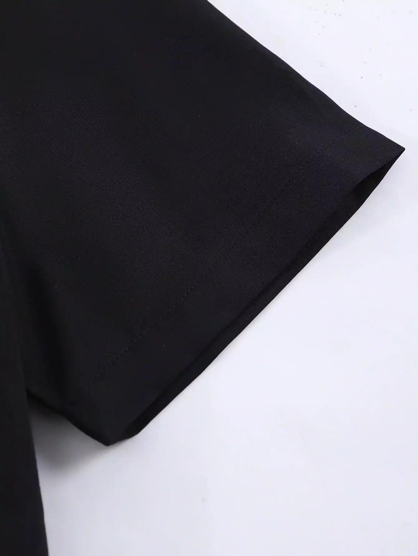 Black Solid Design Mens Half Sleeves Cords Cotton Material - XPCRDH