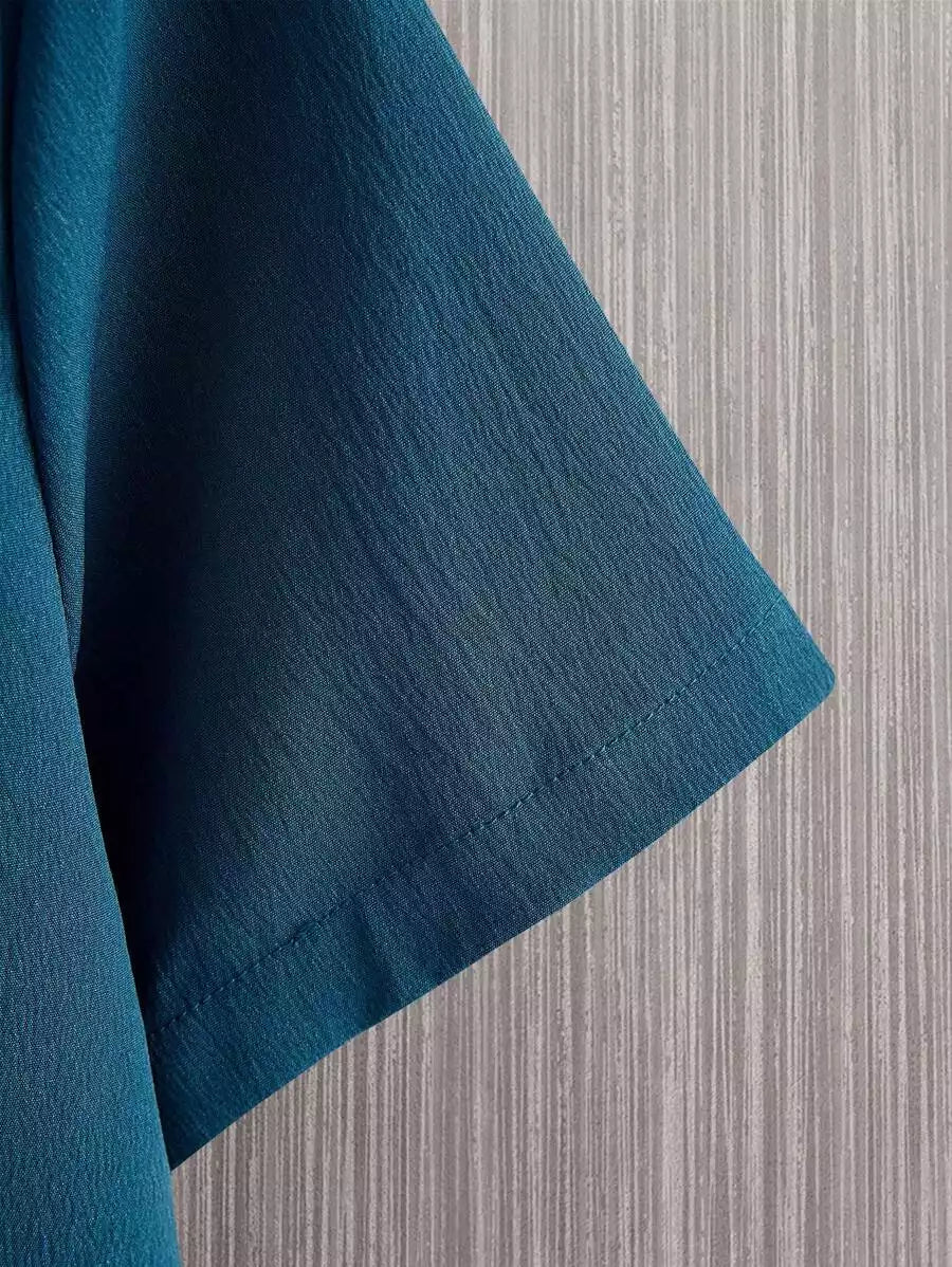 Plain Teal Blue Mens Full Set Trouser and Shirt Half Sleeves - XPCRDF