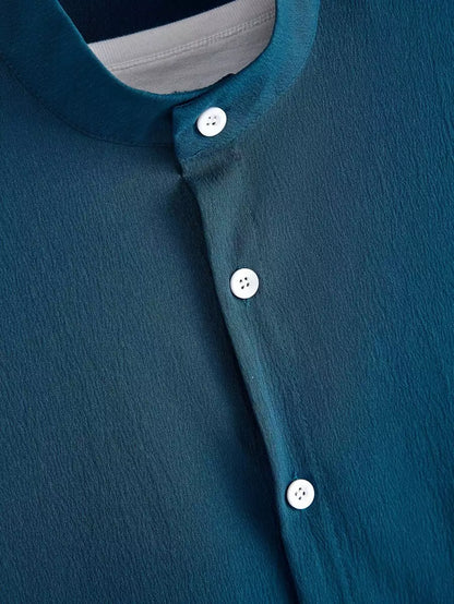 Plain Teal Blue Mens Full Set Trouser and Shirt Half Sleeves - XPCRDF