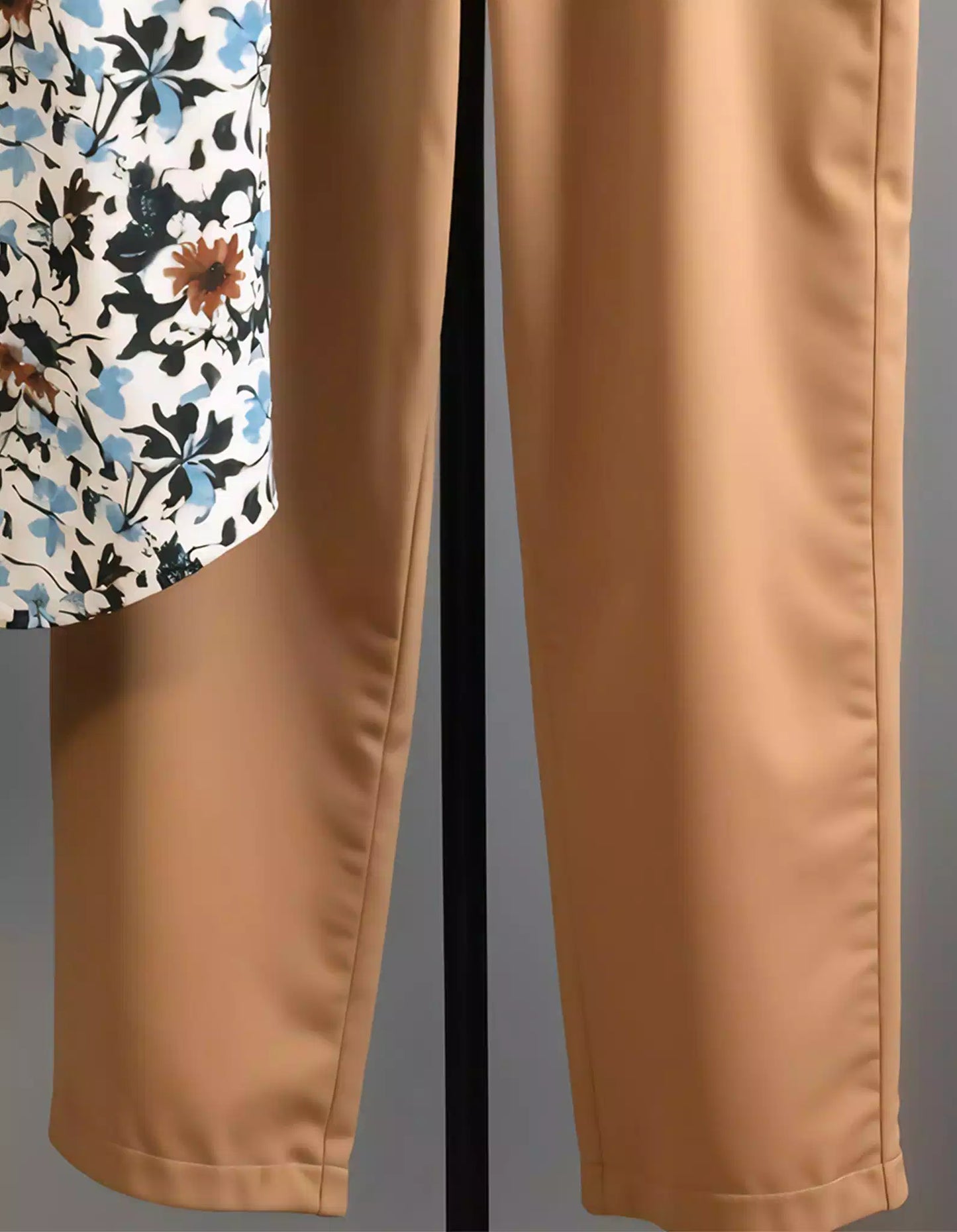 Brown Floral Design Mens Half Sleeves Cords Cotton Material - XPCRDF