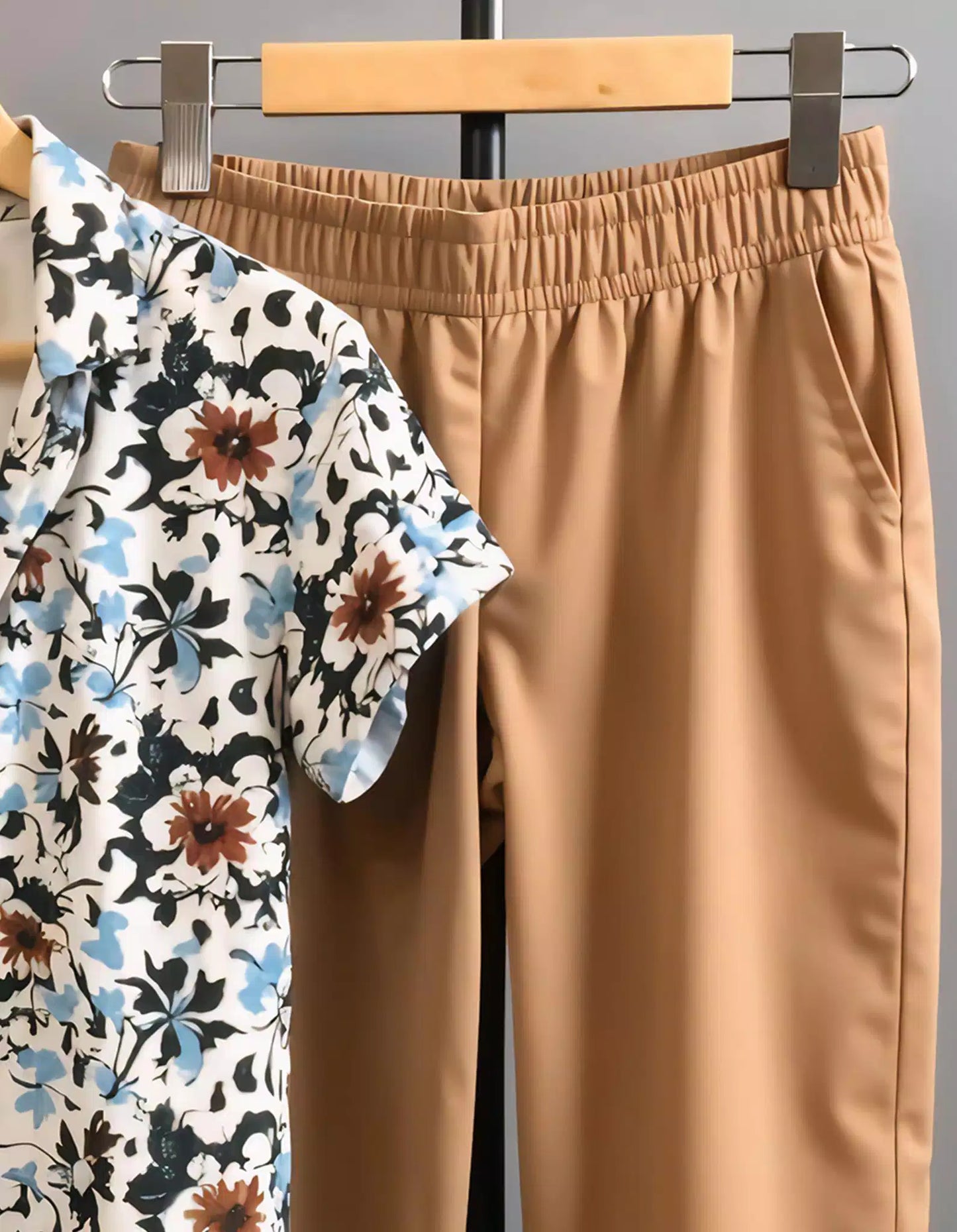 Brown Floral Design Mens Half Sleeves Cords Cotton Material - XPCRDF