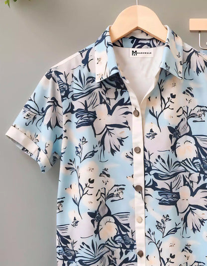 Hibiscus Design Mens Half Sleeves Cords Cotton Material - XPCRDF