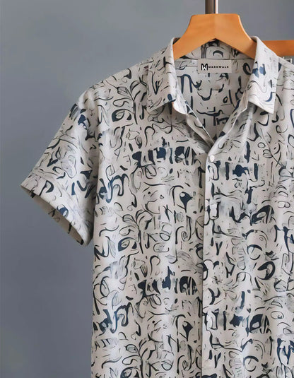 Apricot Color Mandala Design Mens Half Sleeves Cords Cotton Material - XPCRDF