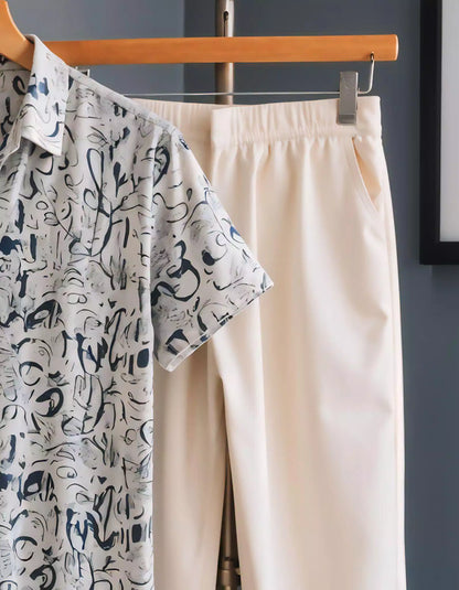 Apricot Color Mandala Design Mens Half Sleeves Cords Cotton Material - XPCRDF