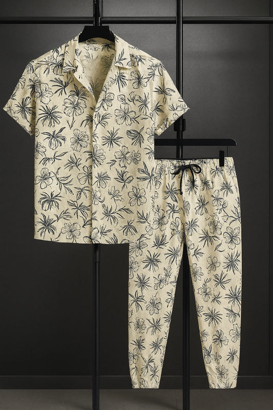 Yellow Mandala Men's Casual Half Sleeve Shirt and Full Pant Set - XPCRDF