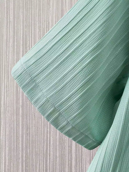 Green Solid Popcorn Design Mens Half Sleeves Cords Cotton Material - XPCRDH