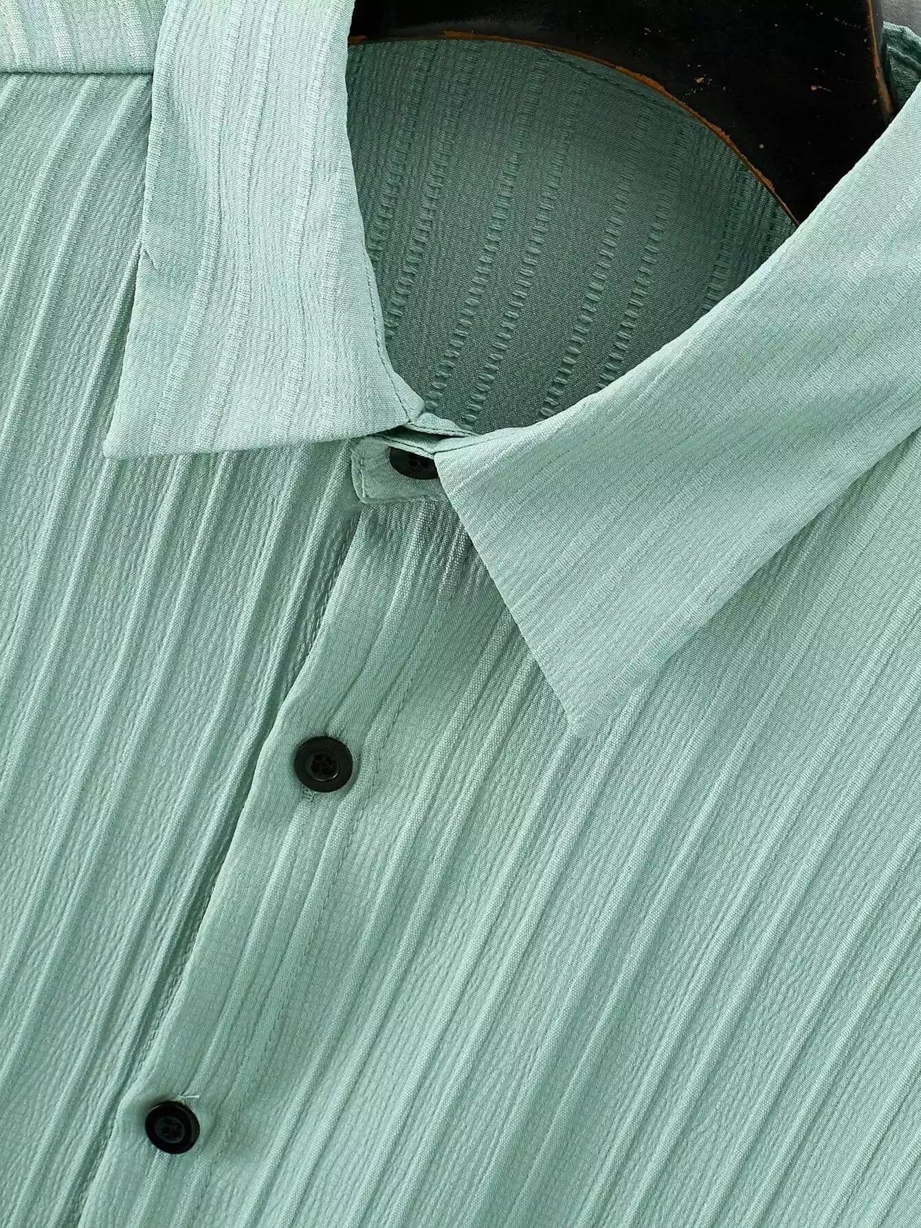 Green Solid Popcorn Design Mens Half Sleeves Cords Cotton Material - XPCRDH