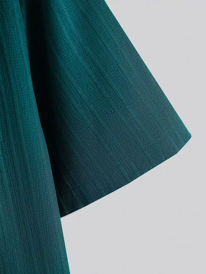 Green Solid Color Mens Half Sleeves Cords Cotton Material - XPCRDH