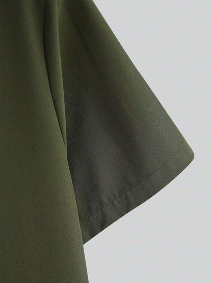 Green White Flower Design Mens Half Sleeves Cords Cotton Material - XPCRDH