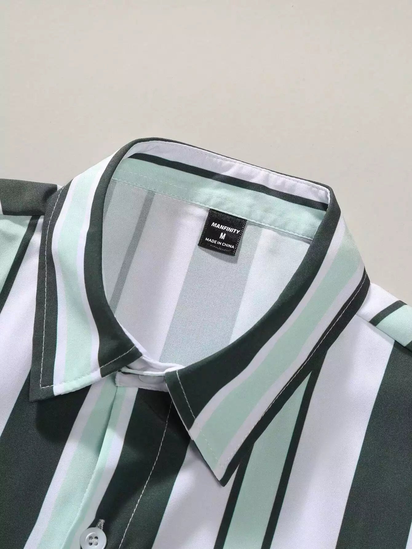 Green White Line Design Mens Half Sleeves Cords Cotton Material - XPCRDH