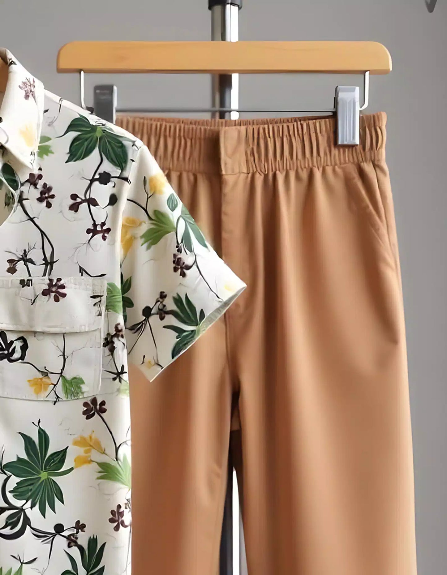 Brown Flower  Mens Full Set Trouser and Shirt Half Sleeves - XPCRDF