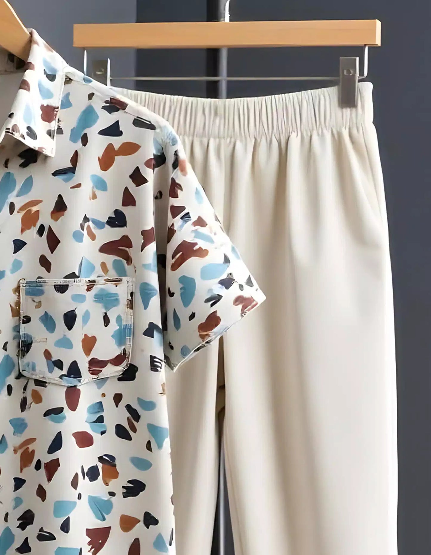 Cream Spots Mens Full Set Trouser and Shirt Half Sleeves - XPCRDF