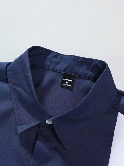 Navy Blue Strip Design Mens Half Sleeves Cords Cotton Material - XPCRDH