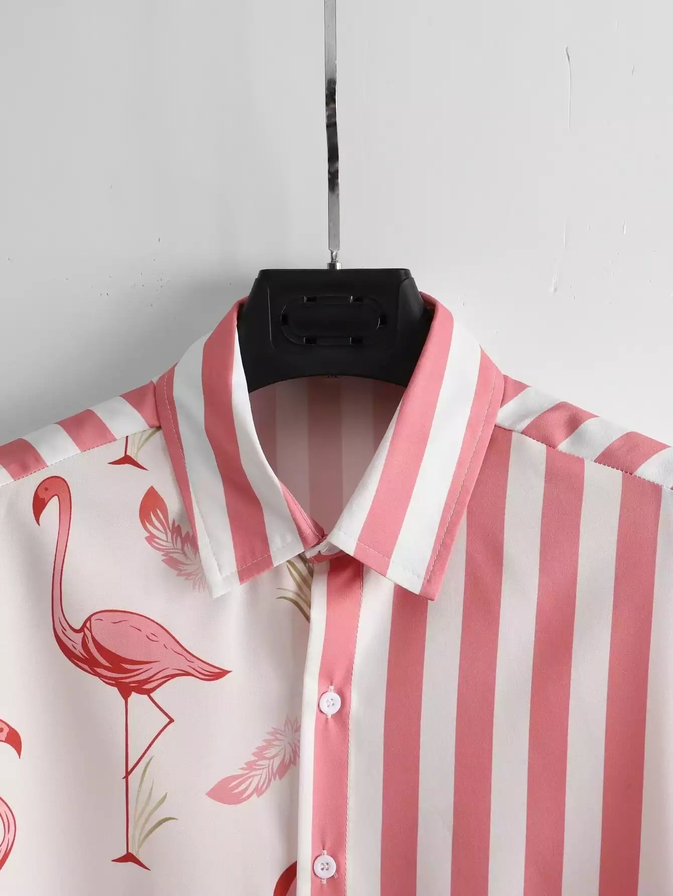 Peach Color Flamingo Design Mens Half Sleeves Cords Cotton Material - XPCRDH