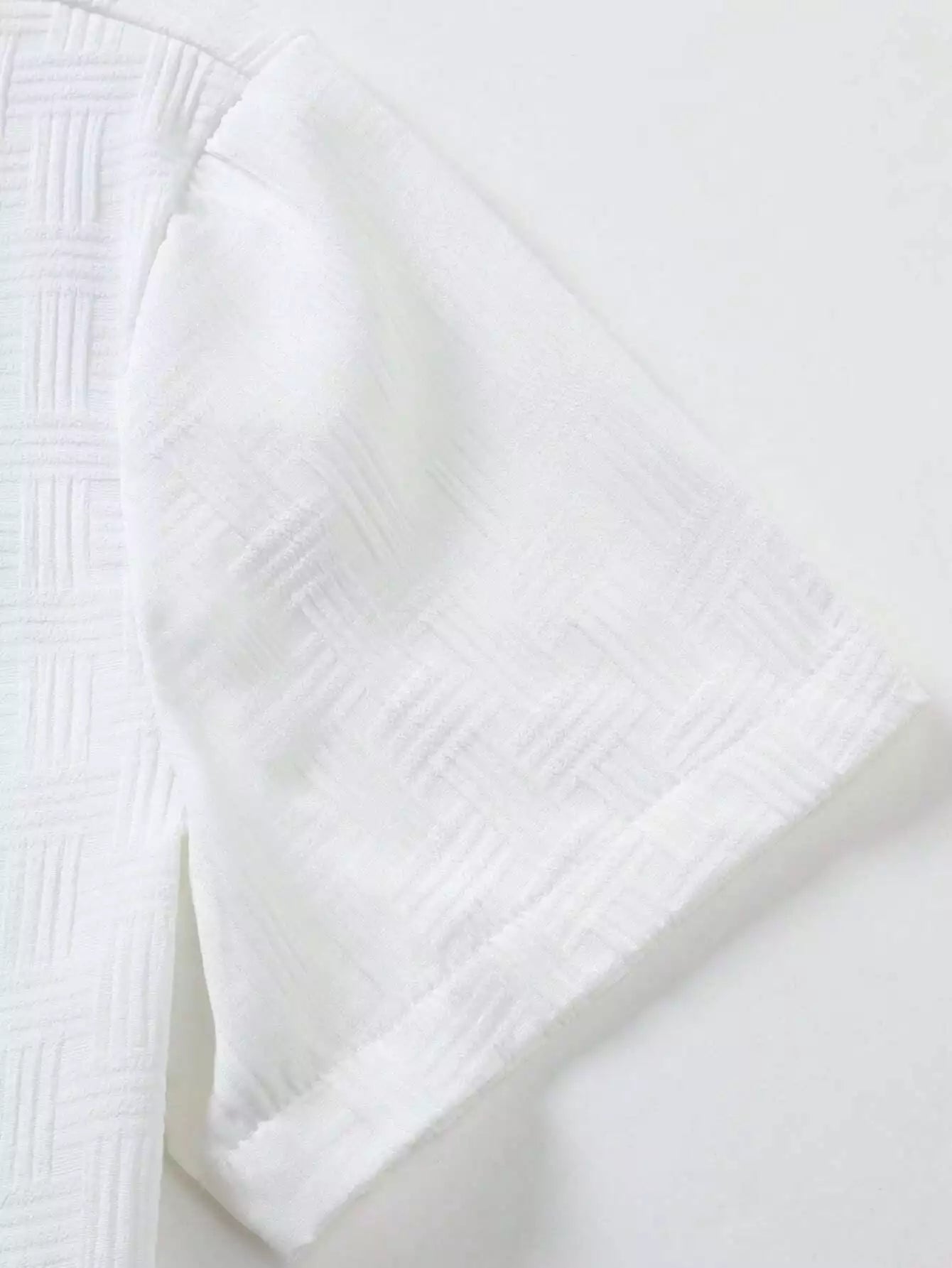 Plain White Popcorn Design Mens Half Sleeves Cords Cotton Material - XPCRDH