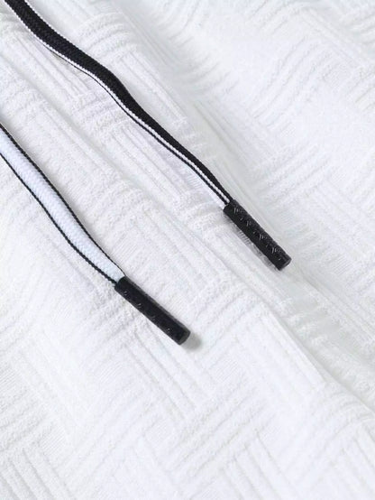 Plain White Popcorn Design Mens Half Sleeves Cords Cotton Material - XPCRDH