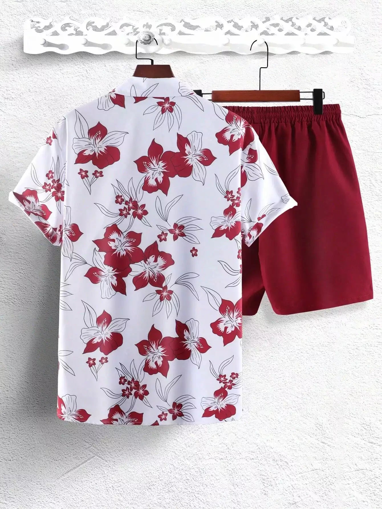 White Rose Design Mens Half Sleeves Cords Cotton Material - XPCRDH