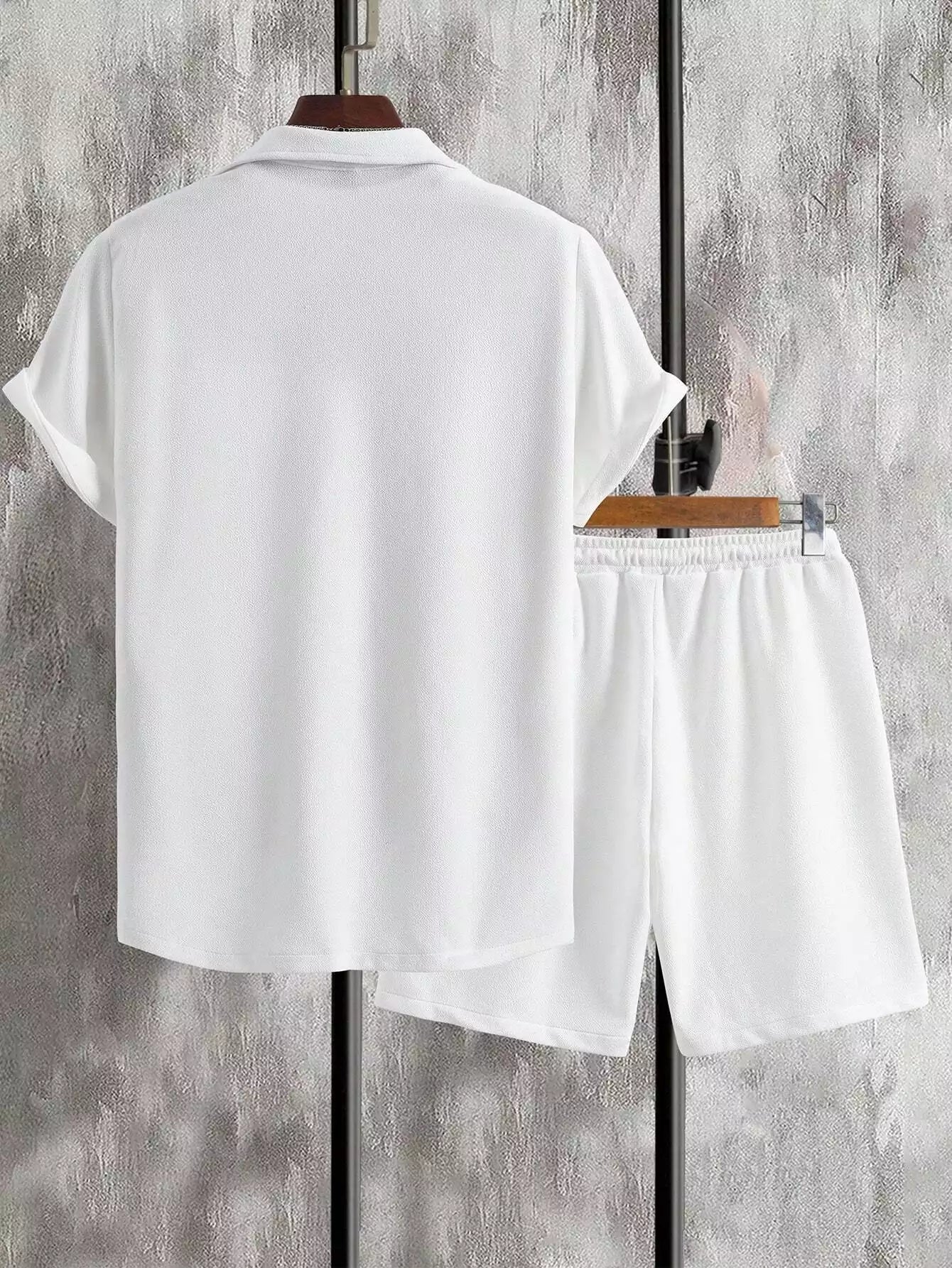 White Solid  Design Mens Half Sleeves Cords Cotton Material - XPCRDH