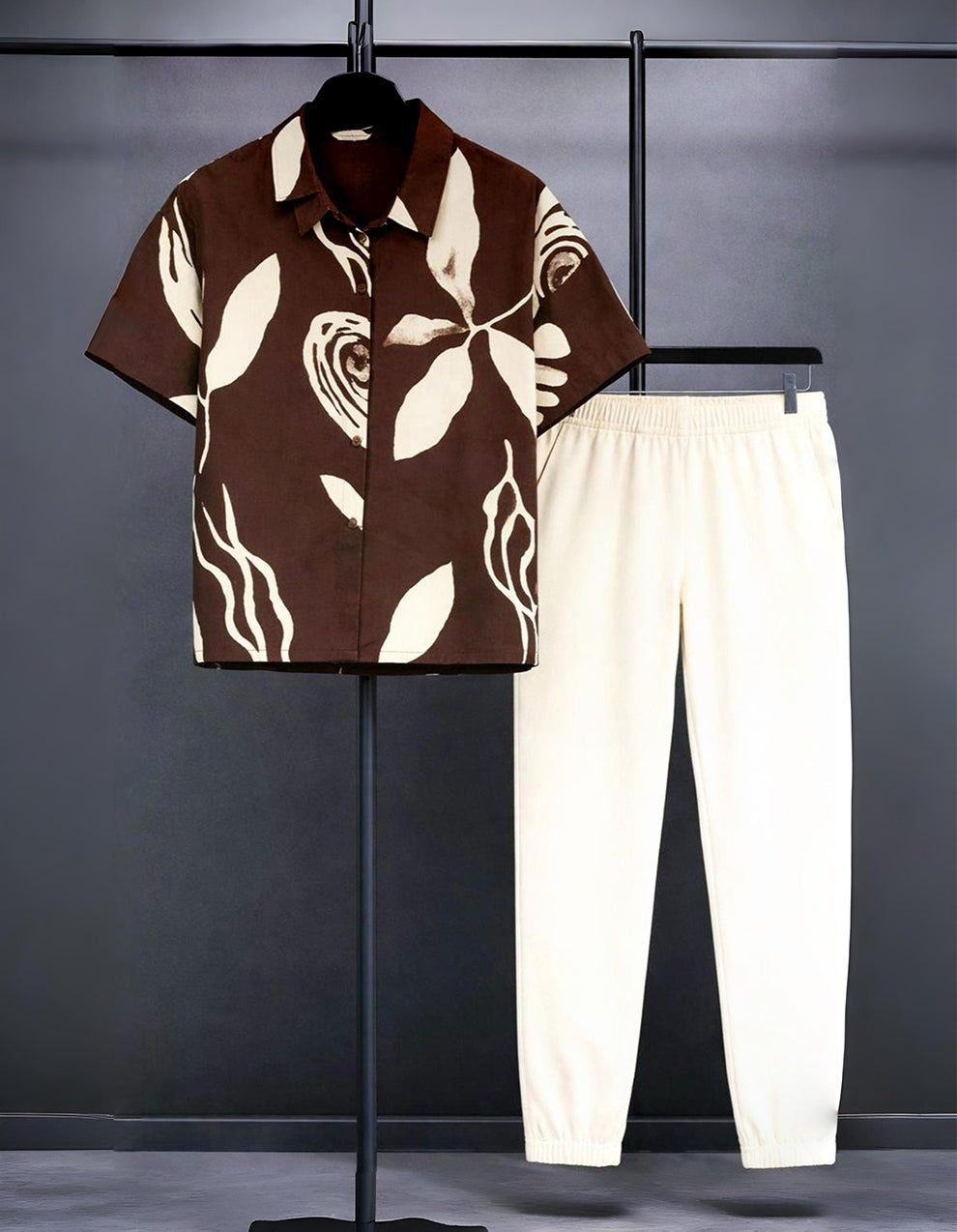 Classy Mocha Petal Mens Full Set Trouser and Shirt Half Sleeves - XPCRDF