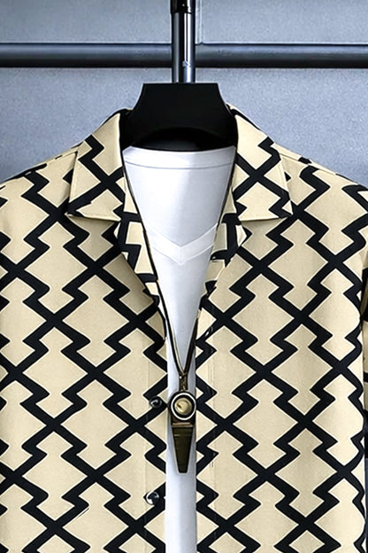 Classy Z Pattern Men's Casual Half Sleeve Shirt and Full Pant Set - XPCRDF