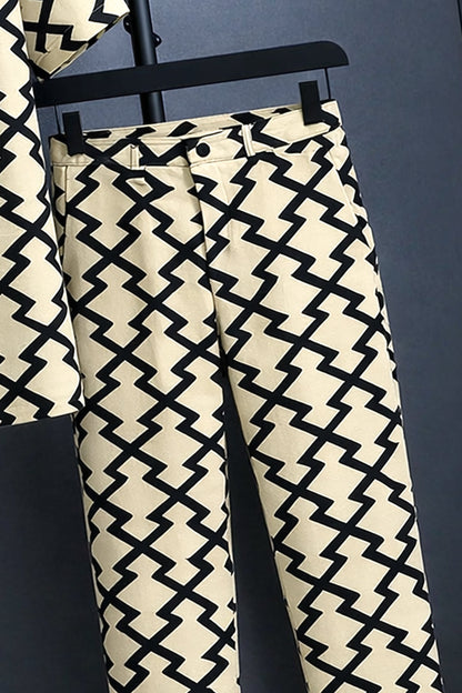 Classy Z Pattern Men's Casual Half Sleeve Shirt and Full Pant Set - XPCRDF