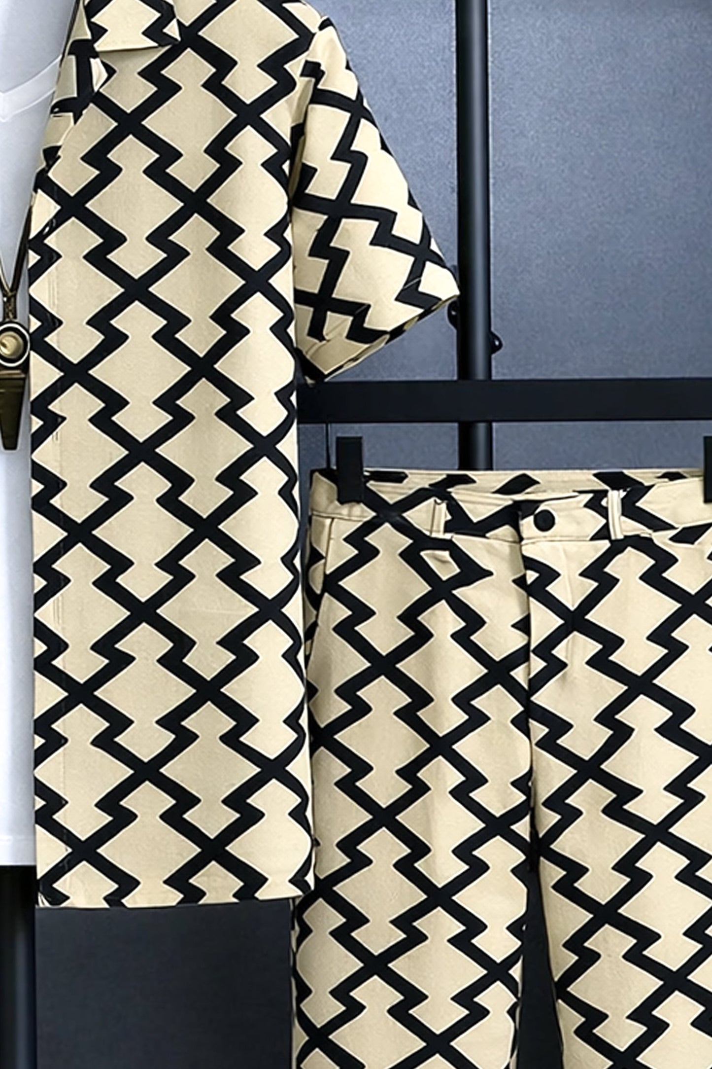 Classy Z Pattern Men's Casual Half Sleeve Shirt and Full Pant Set - XPCRDF