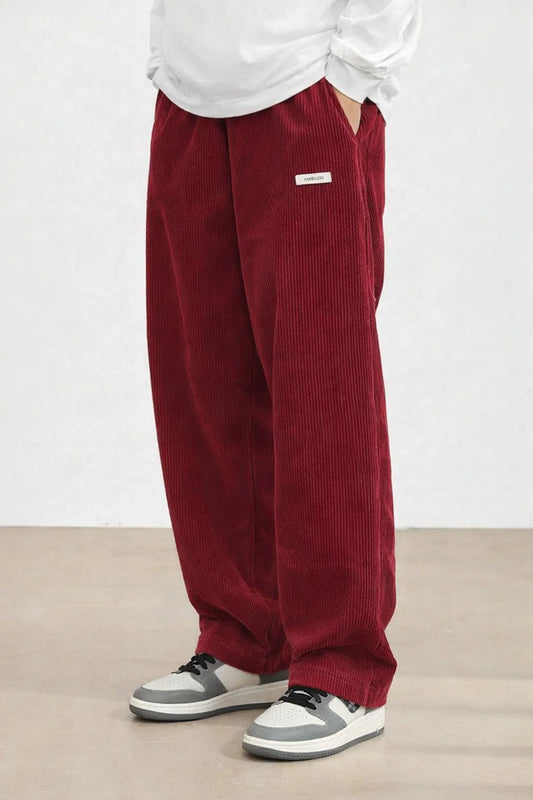 Maroon Color Mens Corduroy Cotton Pants Casual and Regular Fit Full size - XPPT