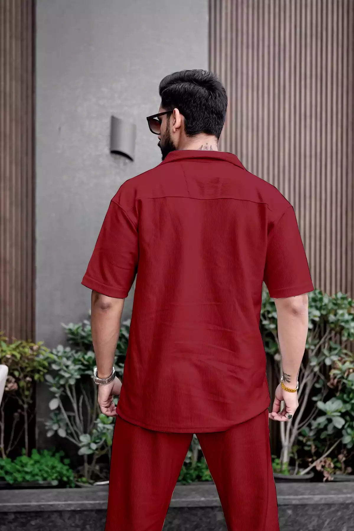 Maroon Color Mens Full Set Trouser and Shirt Half Sleeves - XPCRDF