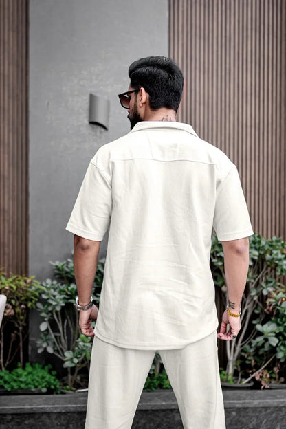 White Color Mens Full Set Trouser and Shirt Half Sleeves - XPCRDF