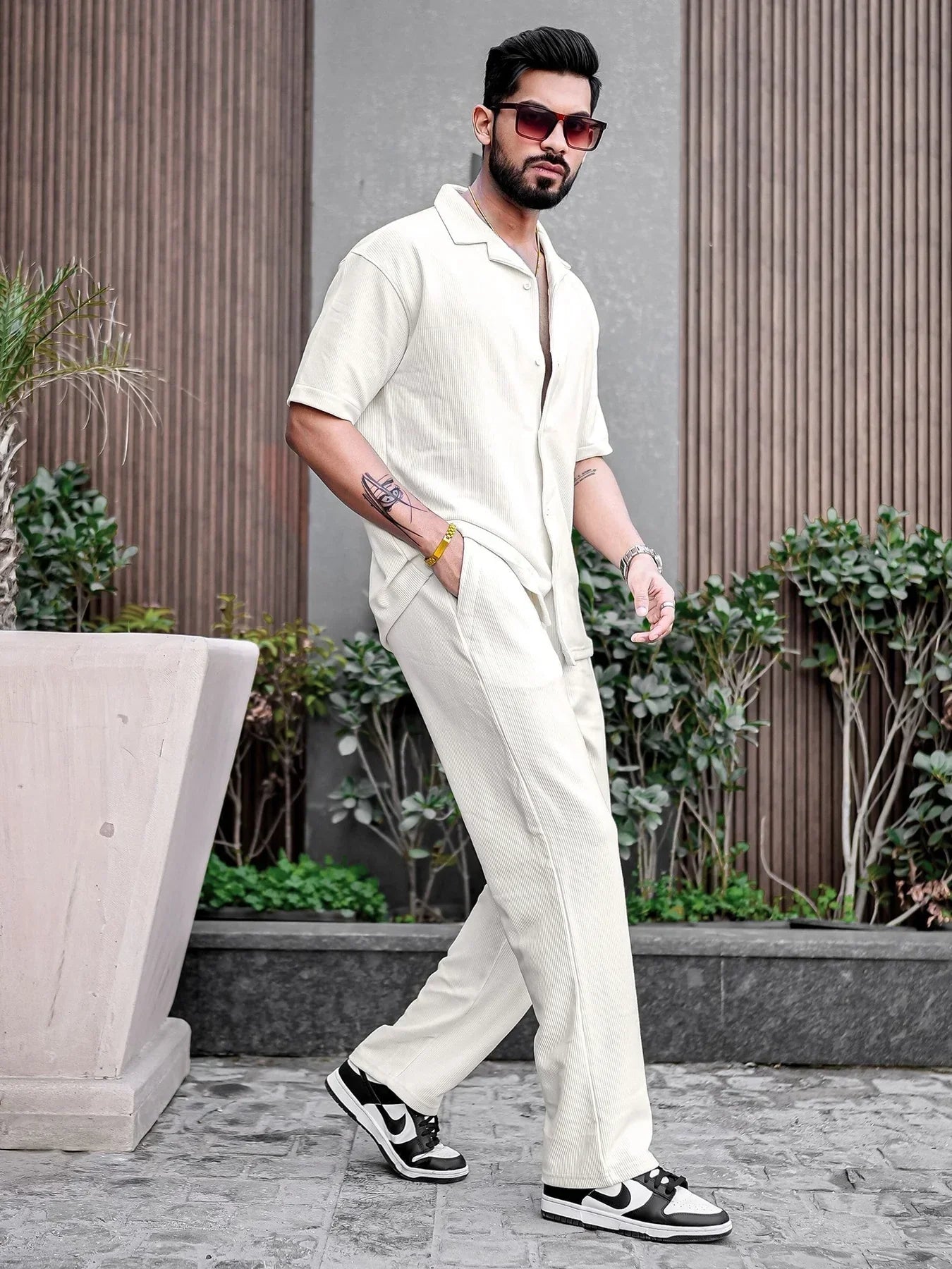 White Color Mens Full Set Trouser and Shirt Half Sleeves - XPCRDF