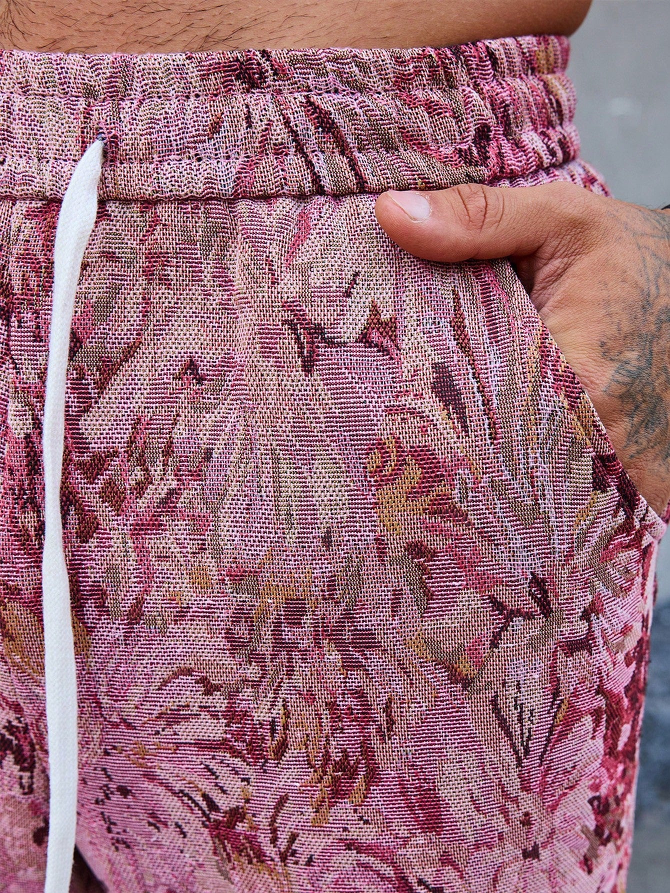 Pink Color Men’s Relaxed Fit Floral Print Casual Pants - XPPT